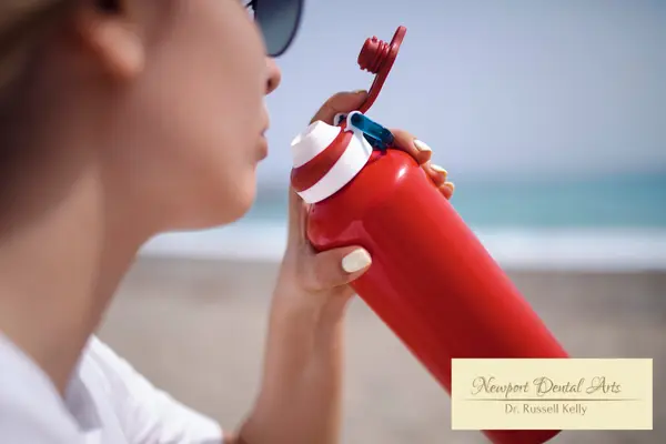 Newport Beach patient staying hydrated on Ozempic to prevent dry mouth and protect teeth