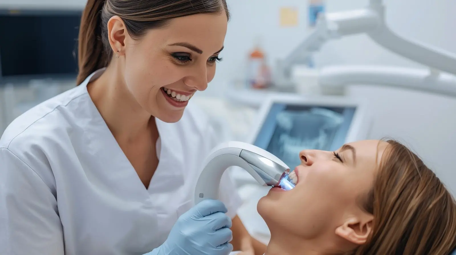 Dental hygienist capturing digital scan for preventive dental care at Newport Dental Arts in Newport Beach