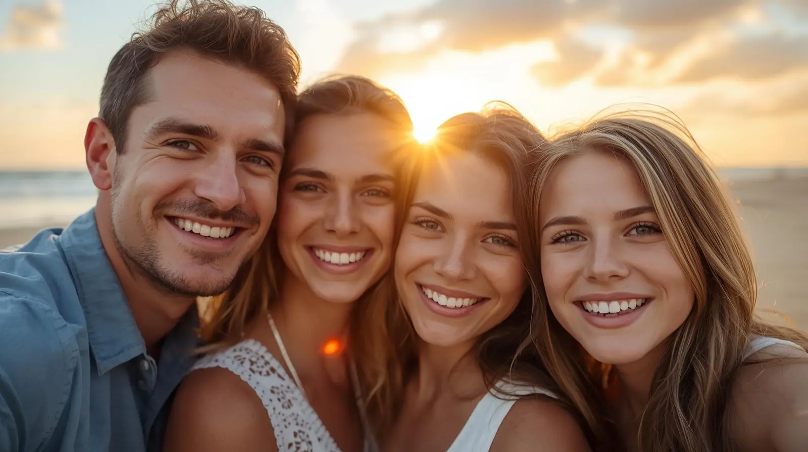 Newport Beach family showing bright, healthy smiles thanks to preventive dentistry with Dr. Russell Kelly at Newport Dental Arts